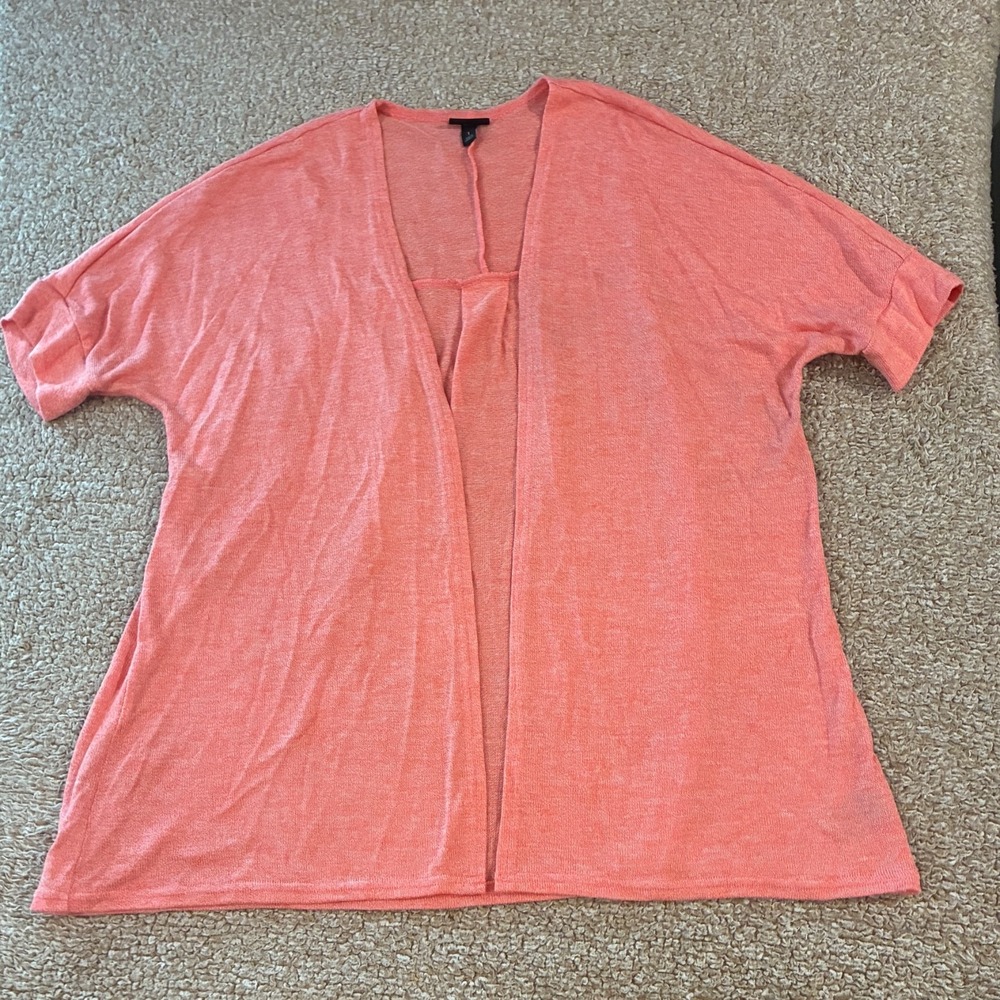 Torrid Womens Cardigan Size 1 ( 14-16) Coral Open Front Short Sleeve Dolman Knit